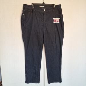 NWT Lee Jeans Womens 18 W Dark Wash Classic Fit Bling Slimming Closet Staple